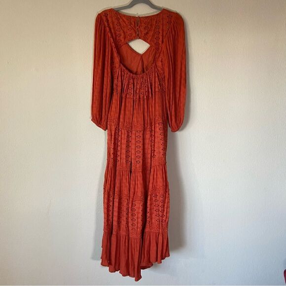 Free People Mockingbird Maxi Orange Dress Boho Backless Burnt Size XS - Picture 5 of 9